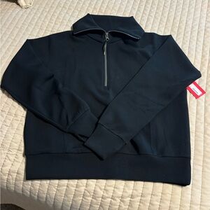 NWT Spanx Airessentials Half Zip in black size small